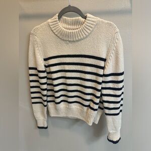 Faherty Women's Knit Crewneck Stripe Sweater Cream/Navy Size Medium